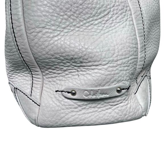 COLE HAAN Large Soft Ivory Pebbled Leather Tote with Gold Hardware (T) - Picture 10 of 13